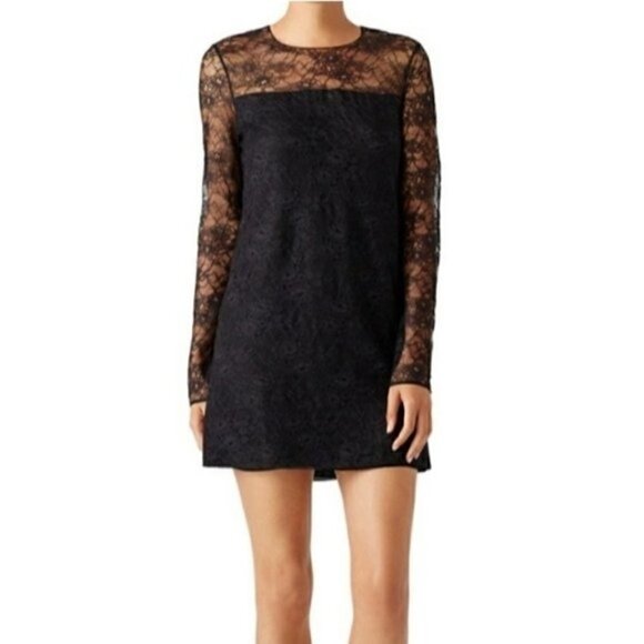 Jason Wu |  Long Sleeve Lace Overlay Black Dress - Picture 2 of 8